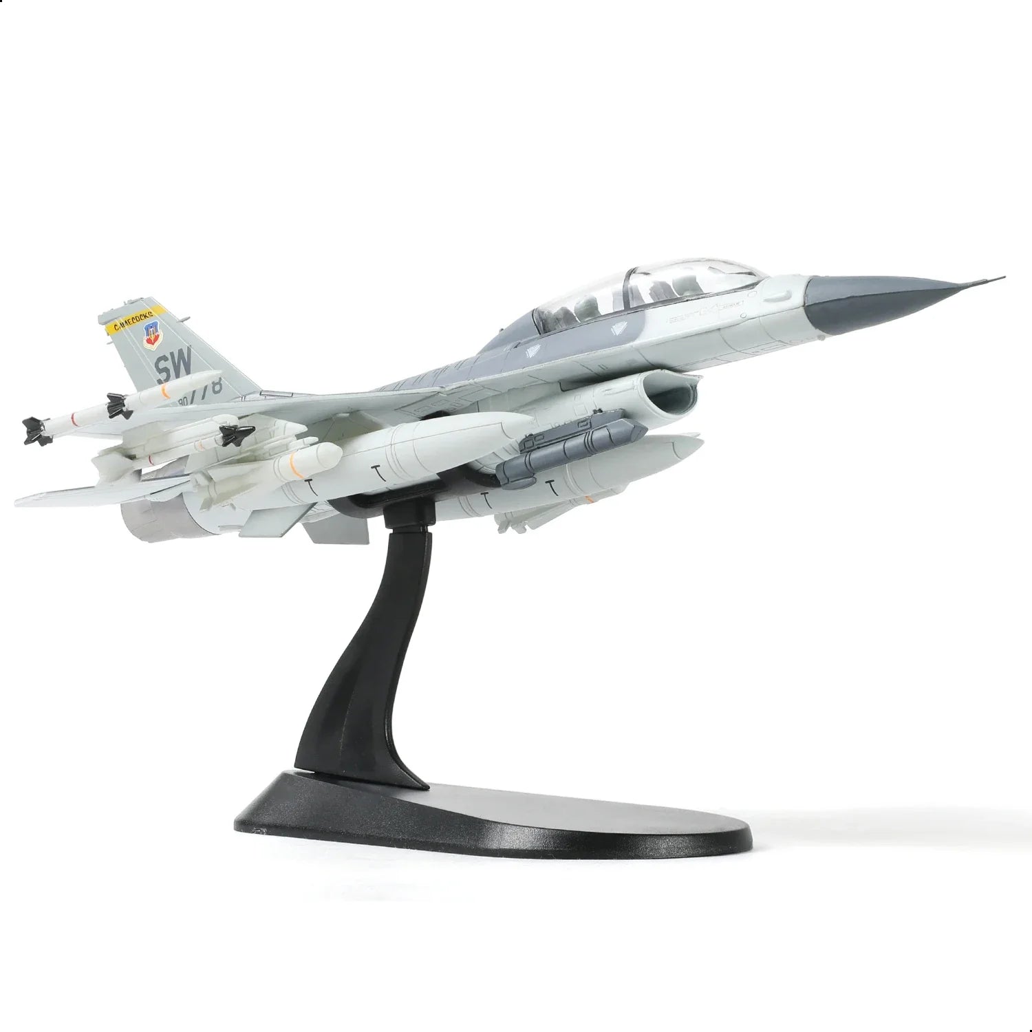 Diecast aircraft model on display