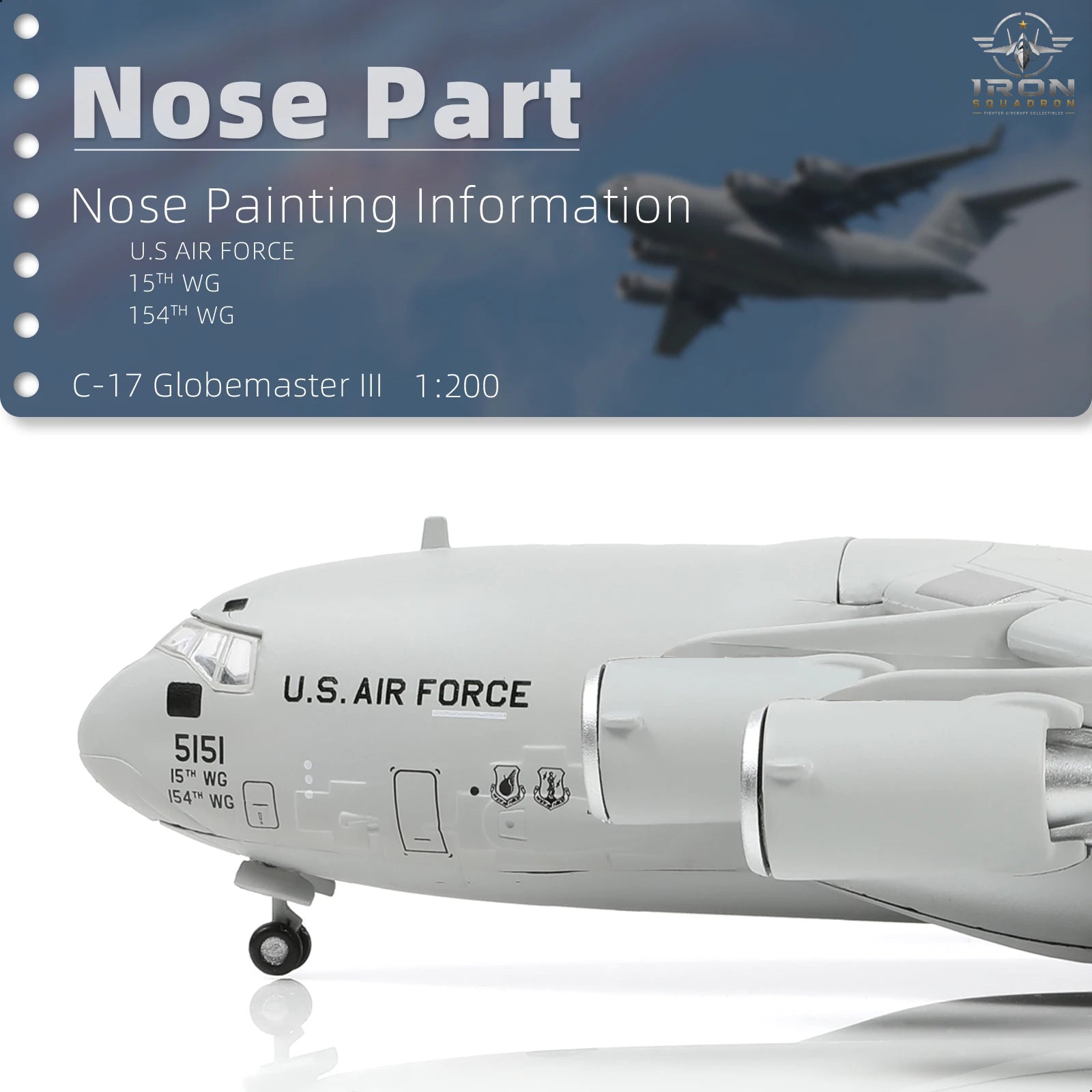 C-17 Globemaster III — Hickam AFB 1:200 Diecast Model - image 3