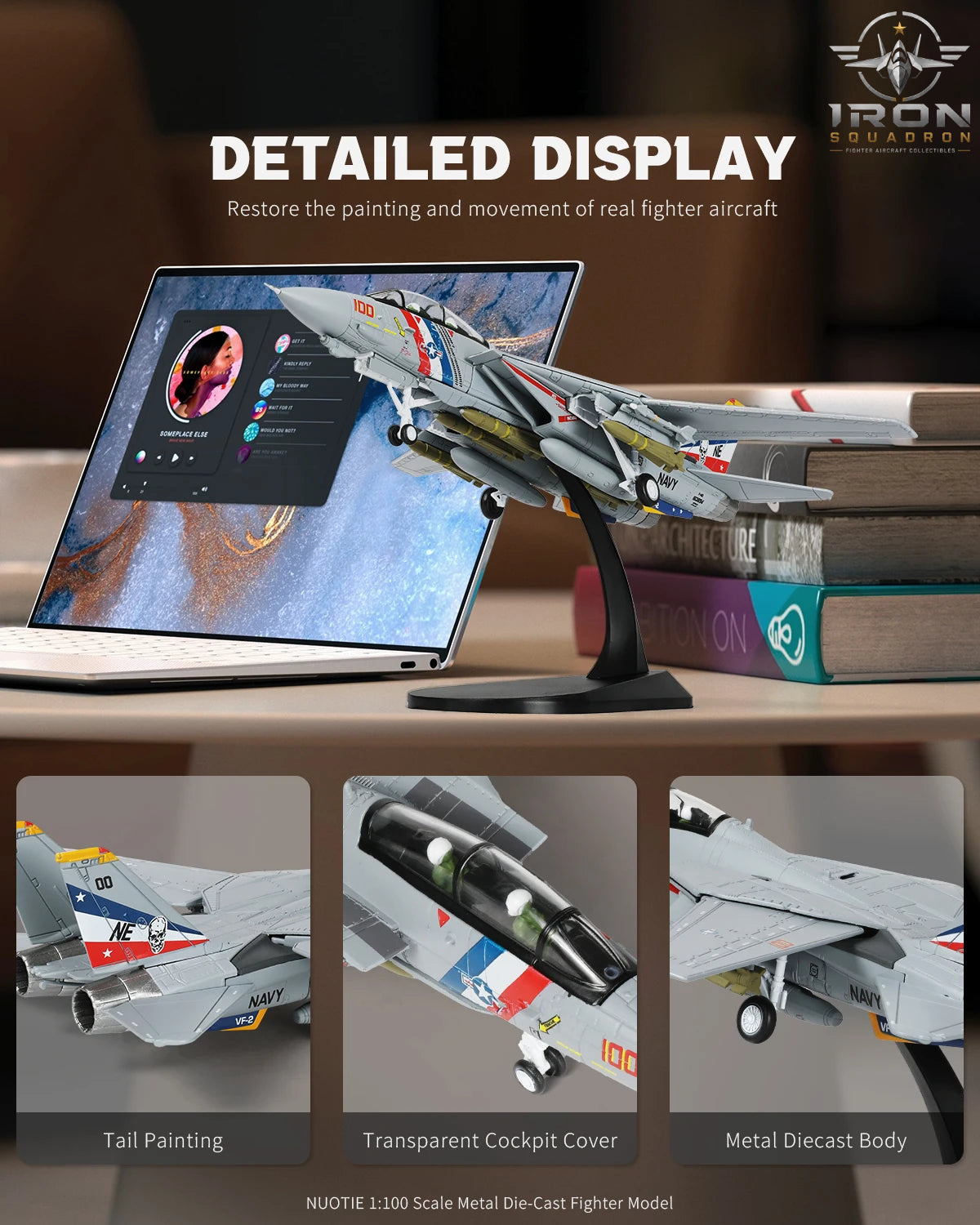 F-14A Tomcat — VF-2 "Bounty Hunters" 1:100 Diecast Model - image 2