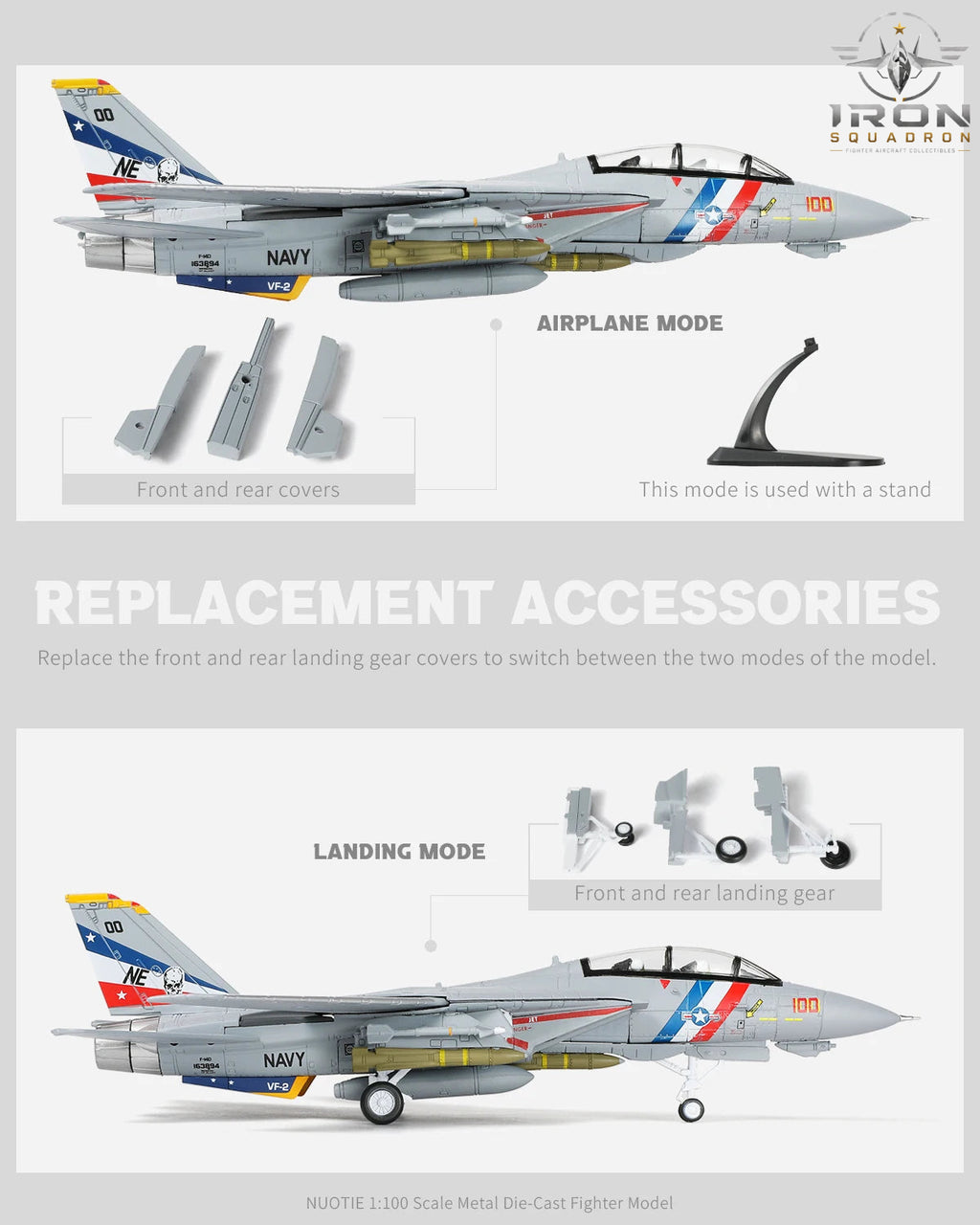 F-14A Tomcat — VF-2 "Bounty Hunters" 1:100 Diecast Model - image 6