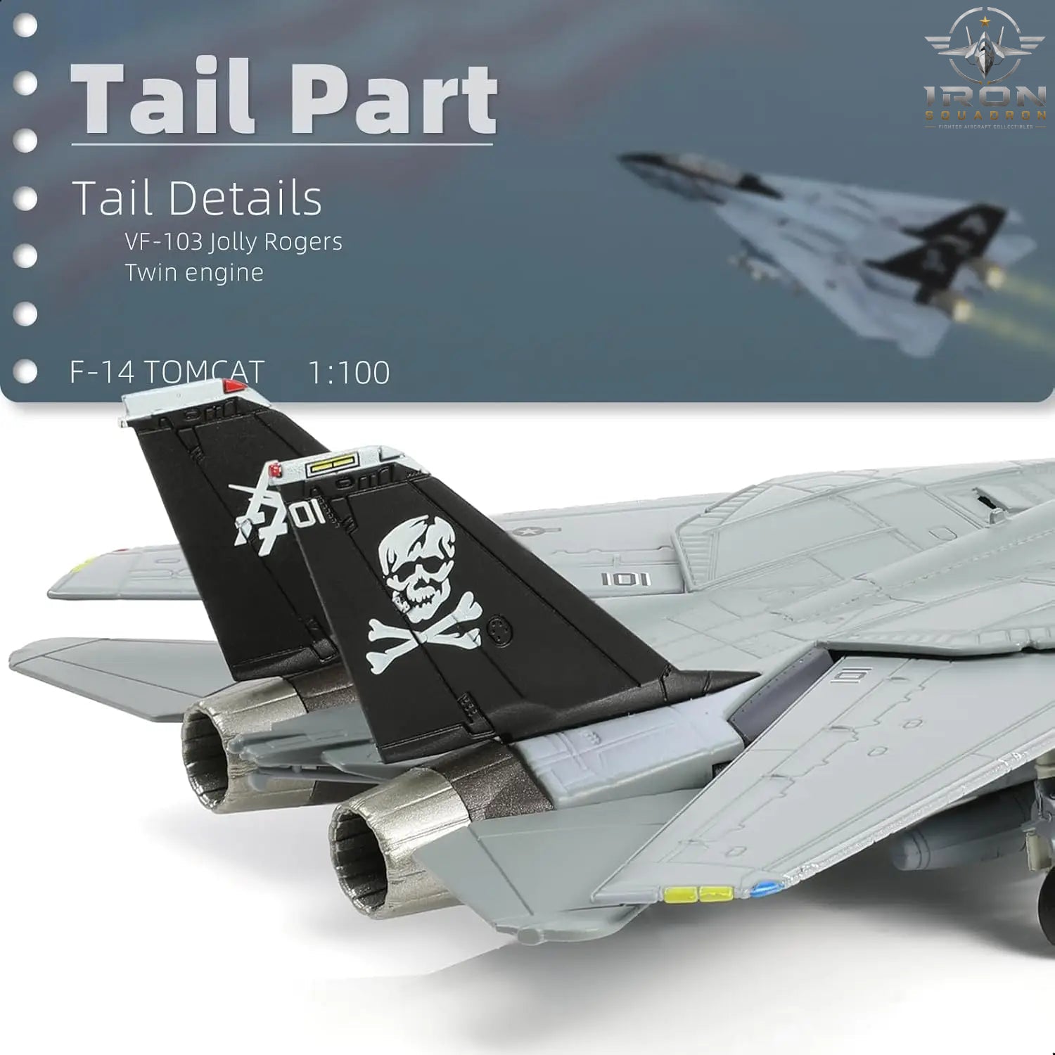 F-14B Tomcat — VF-103 "Jolly Rogers" 1:100 Diecast Model - image 4