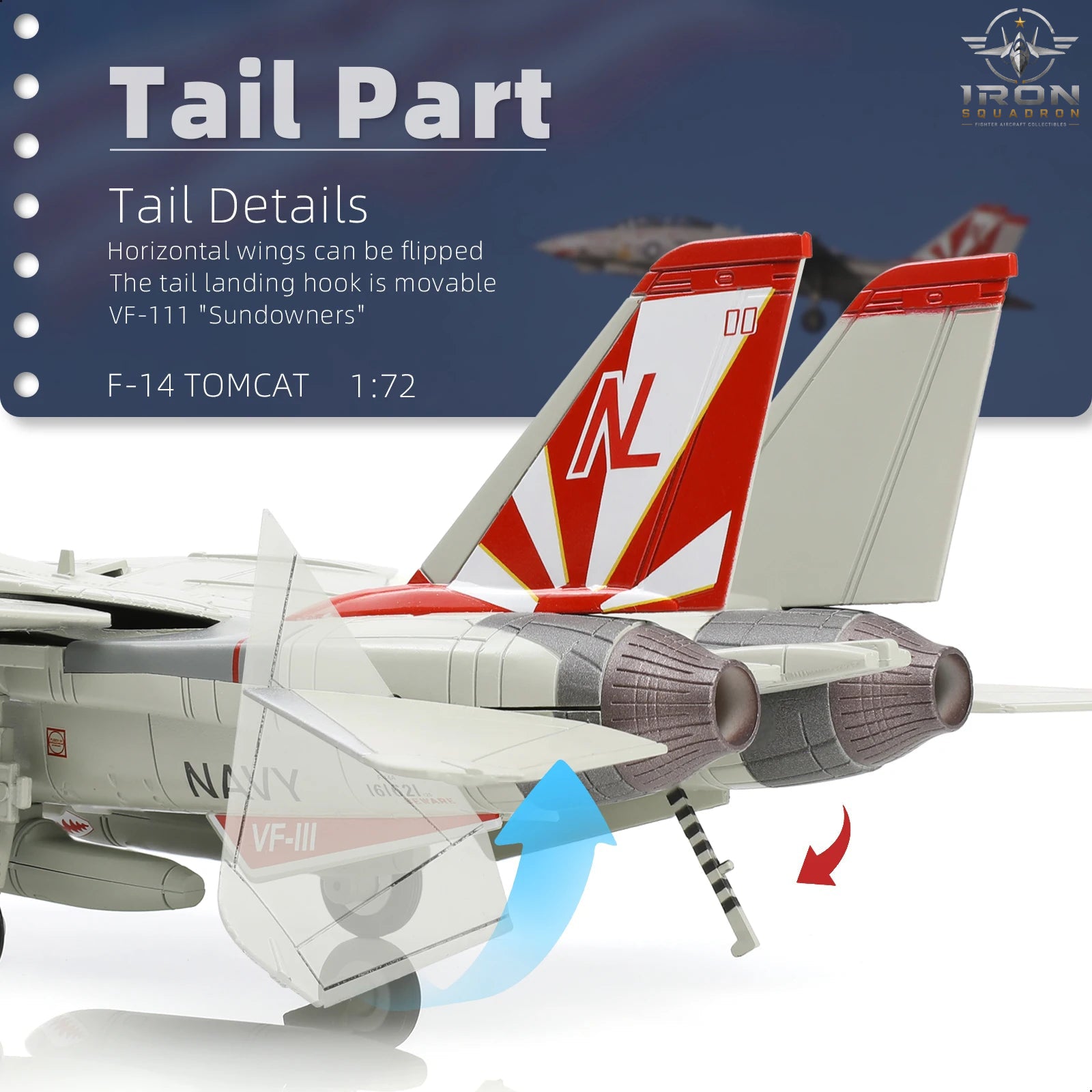 F-14 Tomcat — VF-111 "Sundowners" 1:72 Diecast Model - image 8