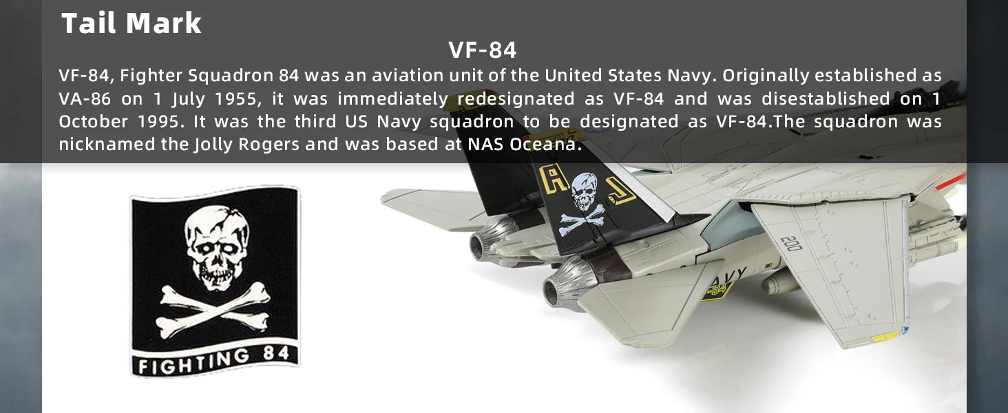 F-14 Tomcat — VF-84 "Jolly Rogers" 1:100 Diecast Model - image 10