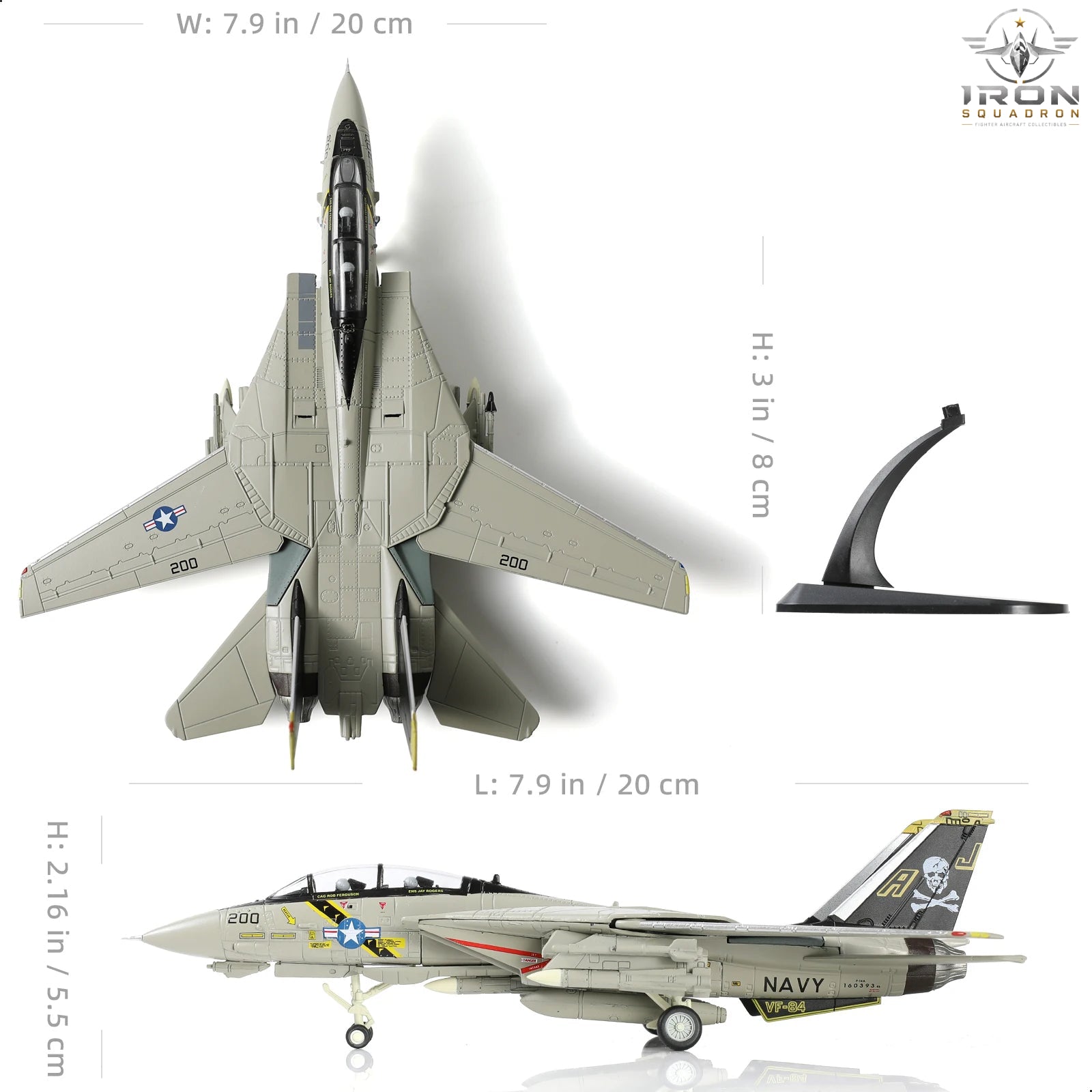 F-14 Tomcat — VF-84 "Jolly Rogers" 1:100 Diecast Model - image 2