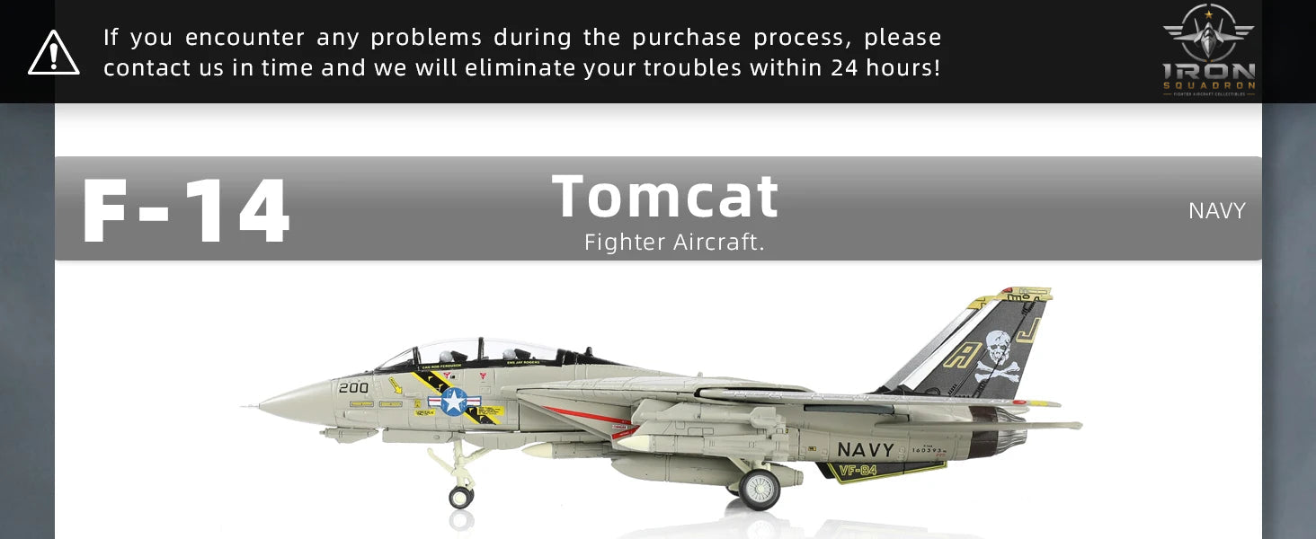 F-14 Tomcat — VF-84 "Jolly Rogers" 1:100 Diecast Model - image 7