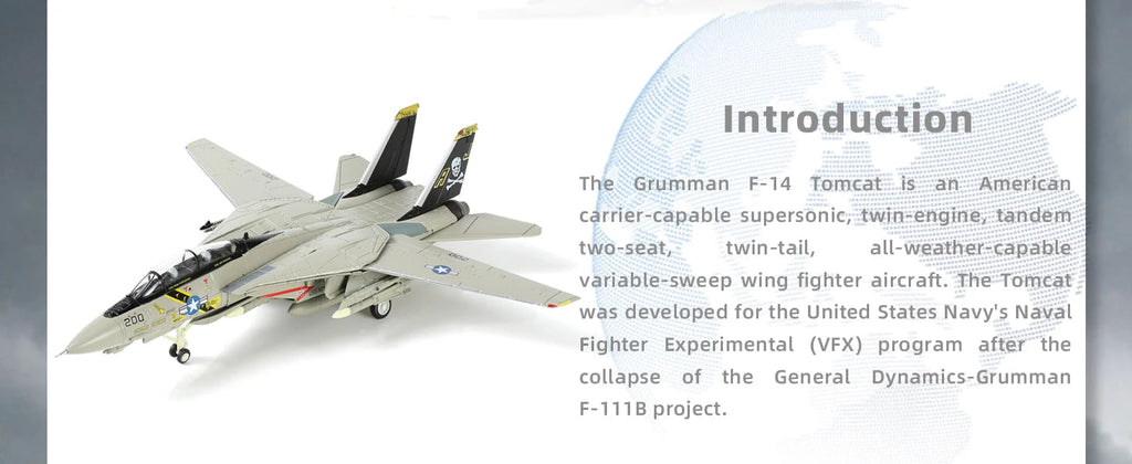 F-14 Tomcat — VF-84 "Jolly Rogers" 1:100 Diecast Model - image 8