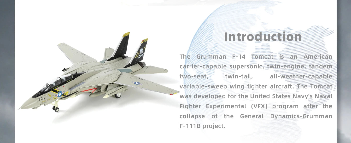 F-14 Tomcat — VF-84 "Jolly Rogers" 1:100 Diecast Model - image 8