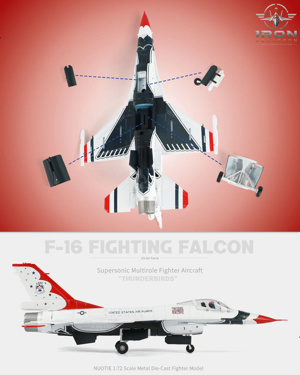 F-16C Fighting Falcon — USAF Thunderbirds 1:72 Diecast Model - image 3