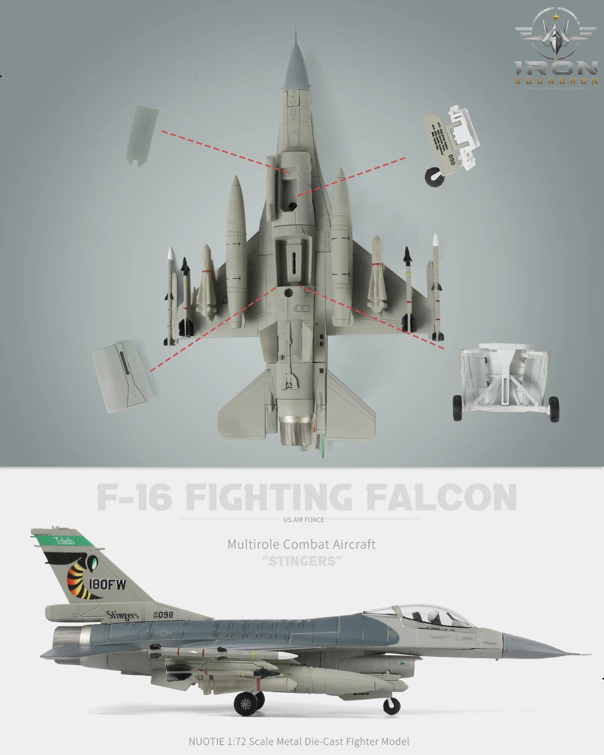 F-16 Fighting Falcon — Aggressor "Stinger" 1:72 Diecast Model - image 3