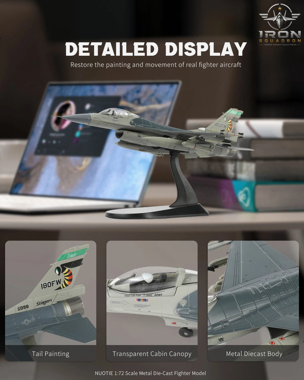 F-16 Fighting Falcon — Aggressor "Stinger" 1:72 Diecast Model - image 6
