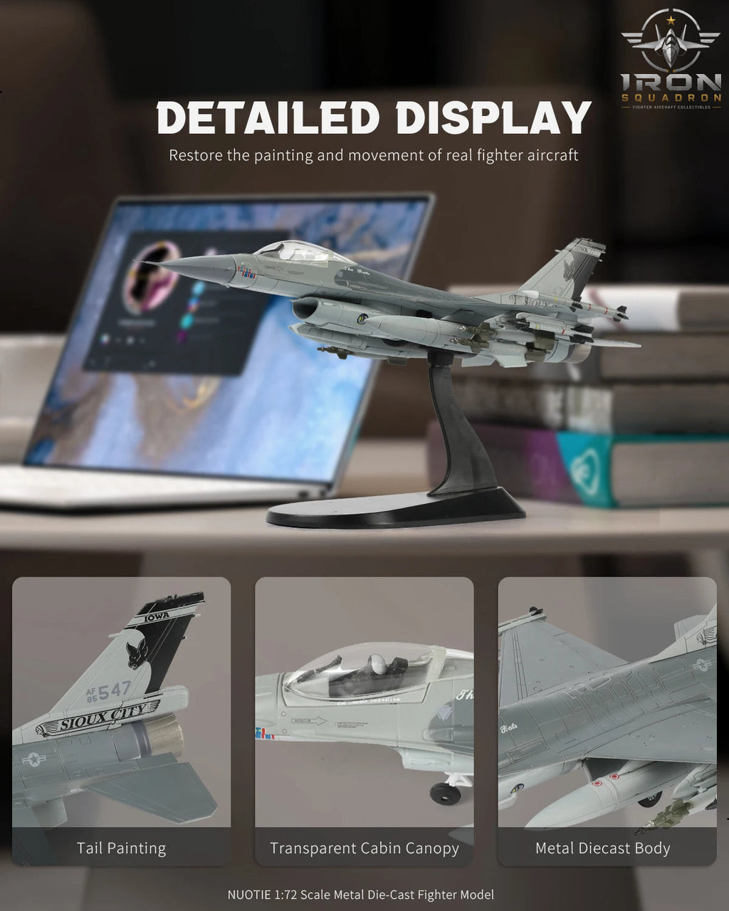 F-16 Fighting Falcon — "Black Bat" Livery 1:72 Diecast Model - image 6