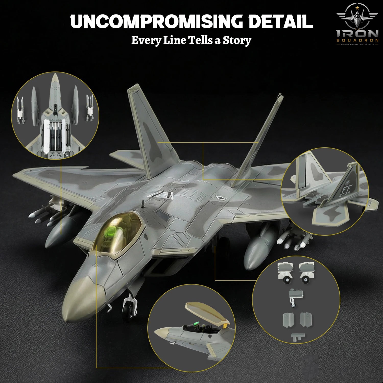 F-22A Raptor — 27th FS Langley 1:72 Diecast Model - image 6