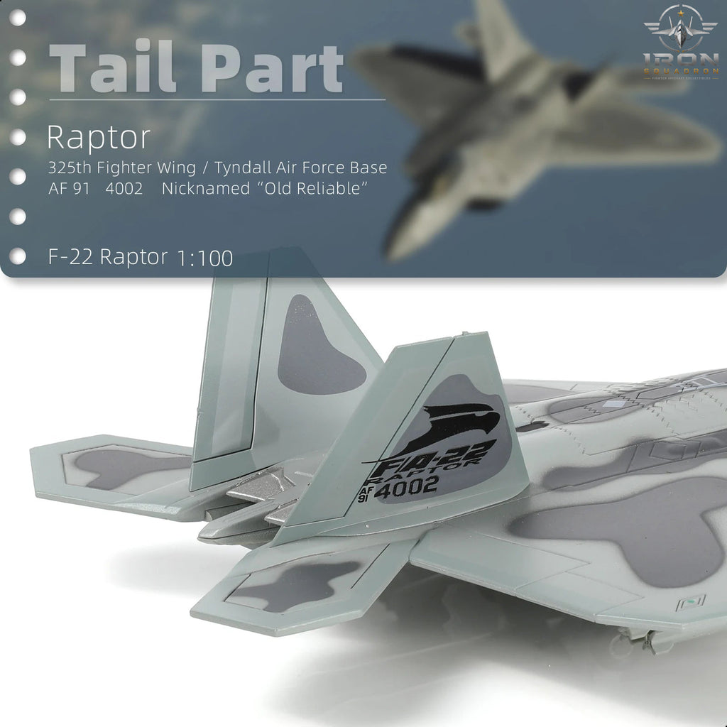 F-22 Raptor — "Old Reliable" 91-4002 1:100 Diecast Model - image 4