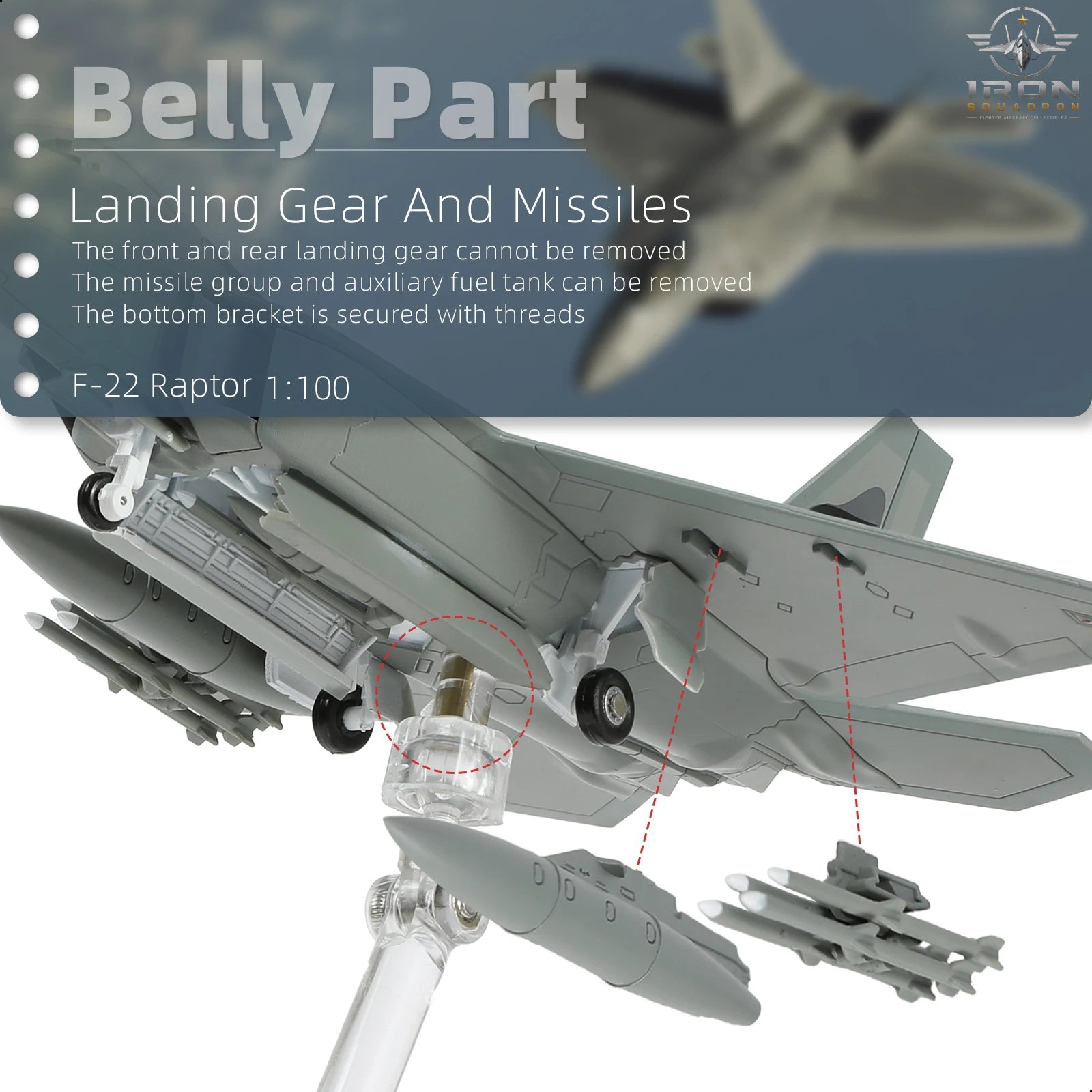 F-22 Raptor — "Old Reliable" 91-4002 1:100 Diecast Model - image 5