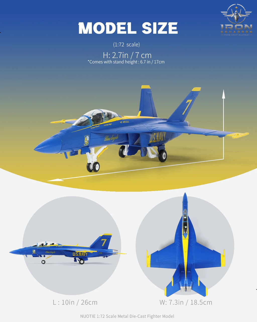 F/A-18F Super Hornet — Blue Angels #7 1:72 Diecast Model - image 6