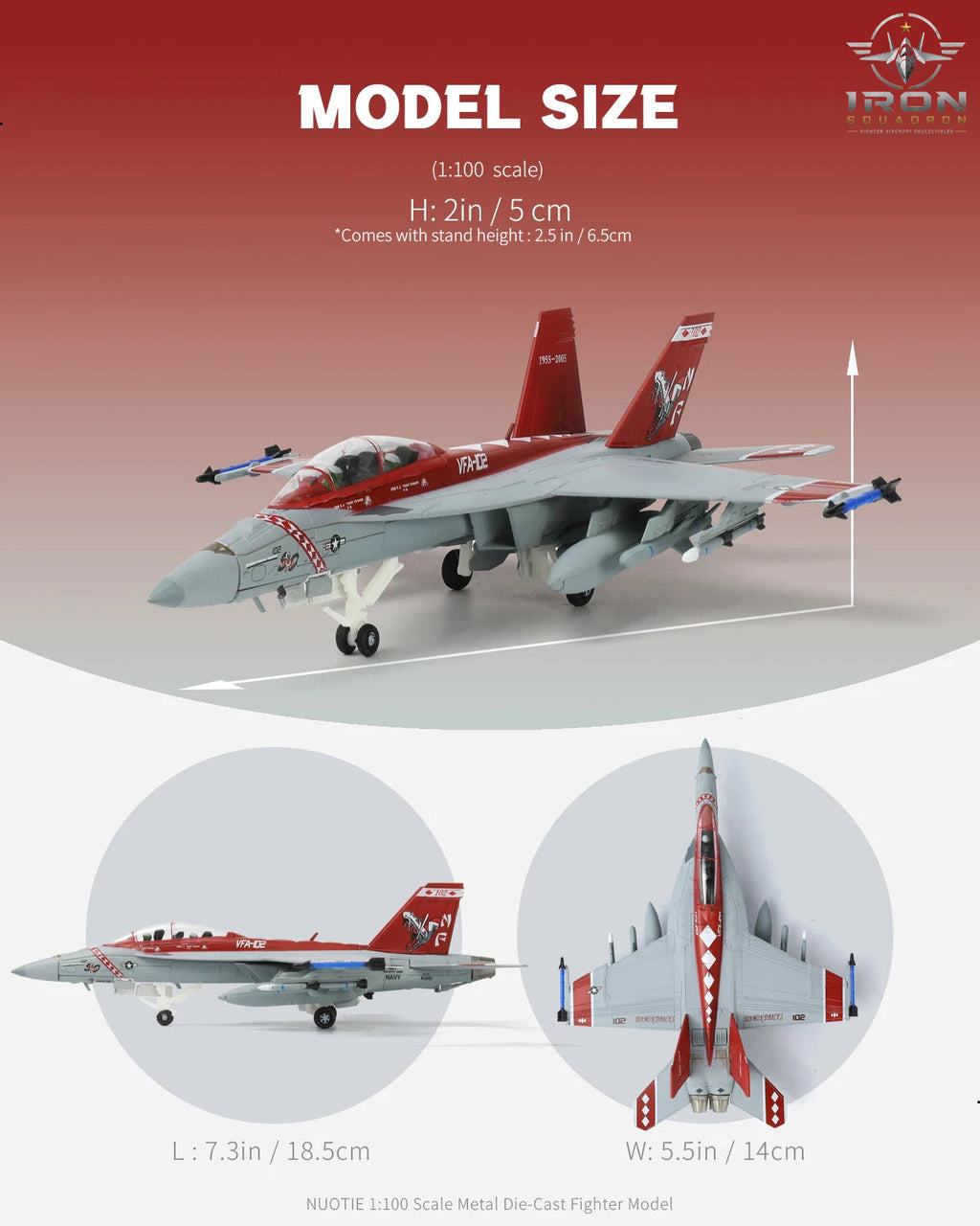 F/A-18F Super Hornet — VFA-102 Diamondbacks 1:100 Diecast Model - image 2
