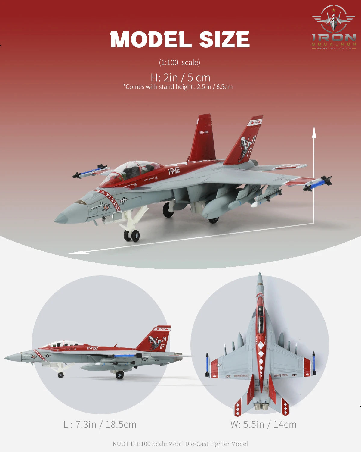 F/A-18F Super Hornet — VFA-102 Diamondbacks 1:100 Diecast Model - image 2