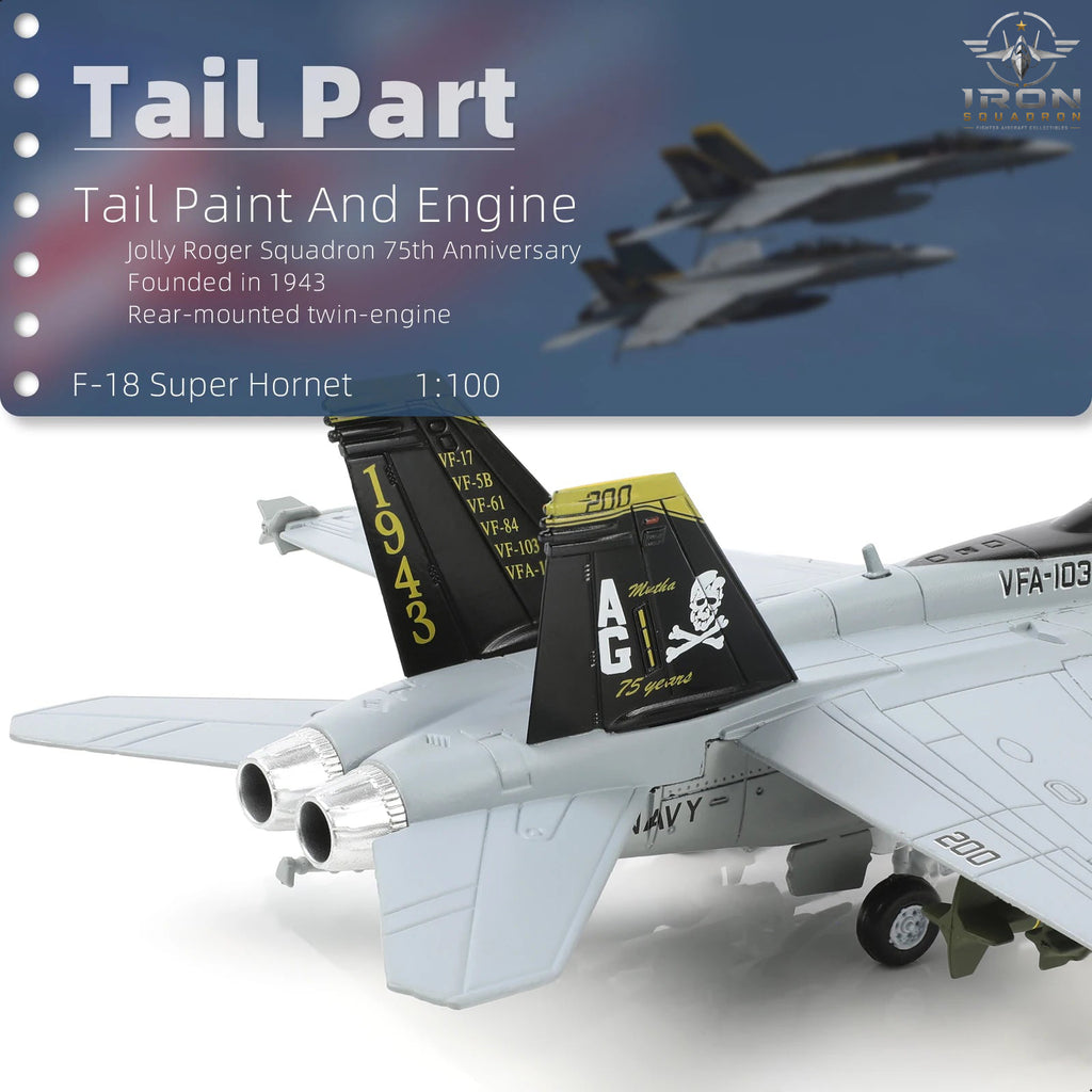 F/A-18 Super Hornet — Jolly Rogers 1:100 Diecast Model - image 6