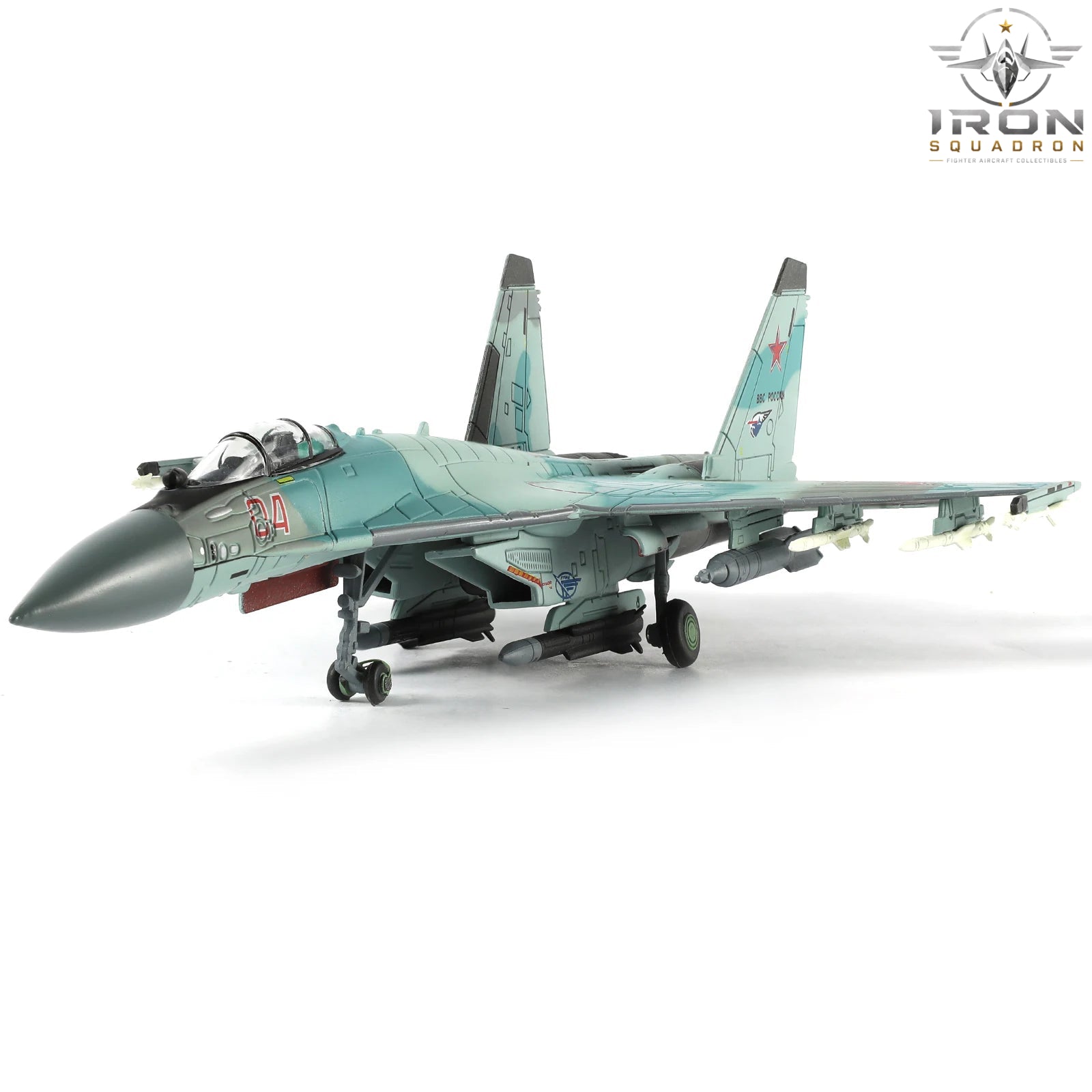 Su-35 Flanker — Blue Camo 1:100 Diecast Model - image 5