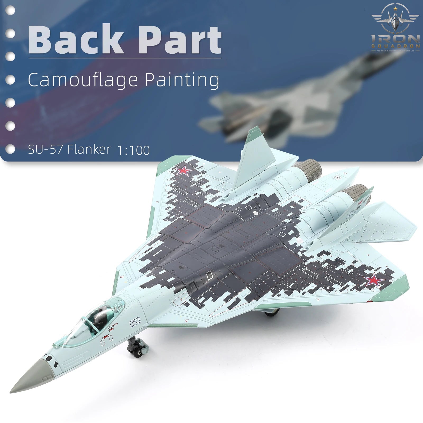 Su-57 Felon — Digital Camo 1:100 Diecast Model - image 5
