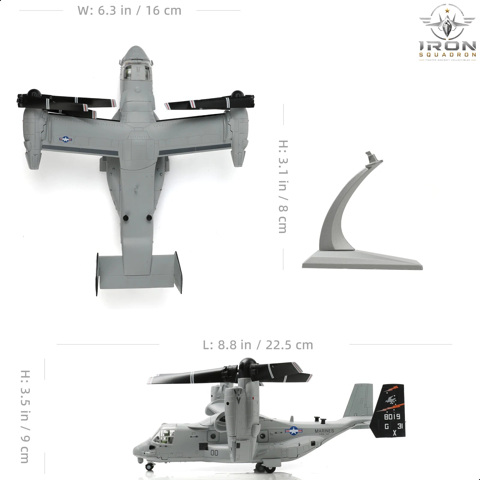 V-22 Osprey — VMMT-204 USMC 1:72 Diecast Model - image 3